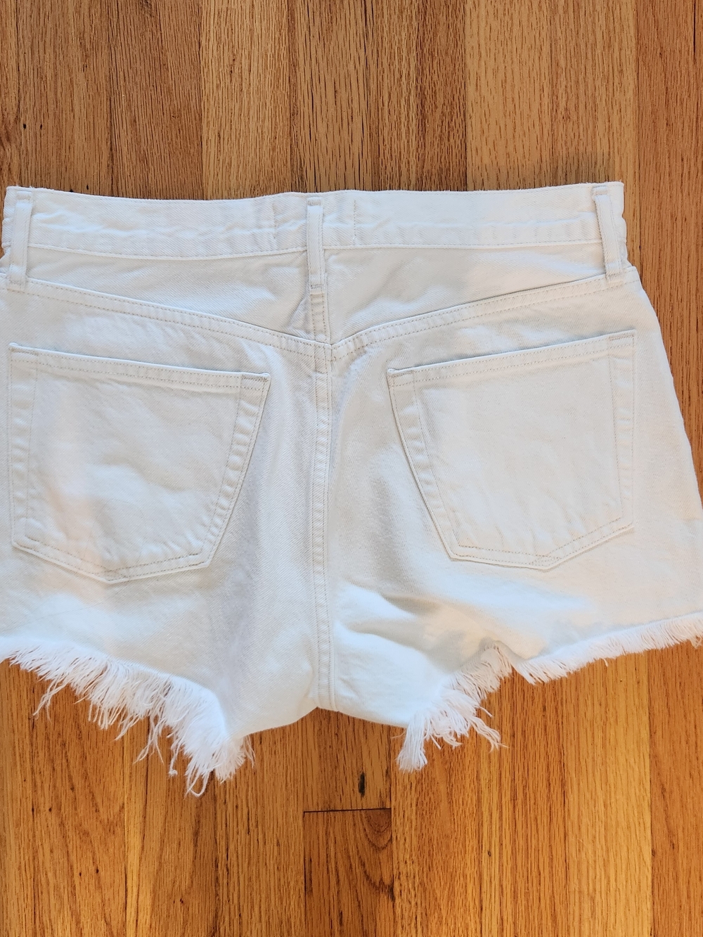 Agolde White Frayed Hem High-Rise Denim Cutoff Shorts - Picture 7 of 9